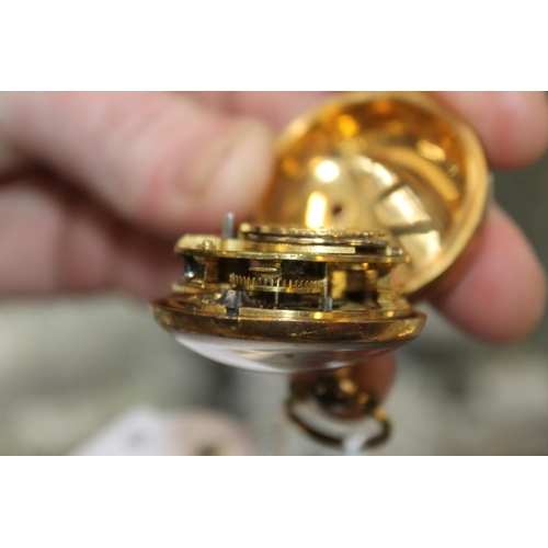 263A - George III gilt pear cased pocket watch, the movement marked 'Edw. Lock Oxford 427', retailers label... 