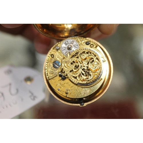 263A - George III gilt pear cased pocket watch, the movement marked 'Edw. Lock Oxford 427', retailers label... 