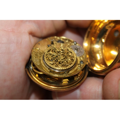 263A - George III gilt pear cased pocket watch, the movement marked 'Edw. Lock Oxford 427', retailers label... 