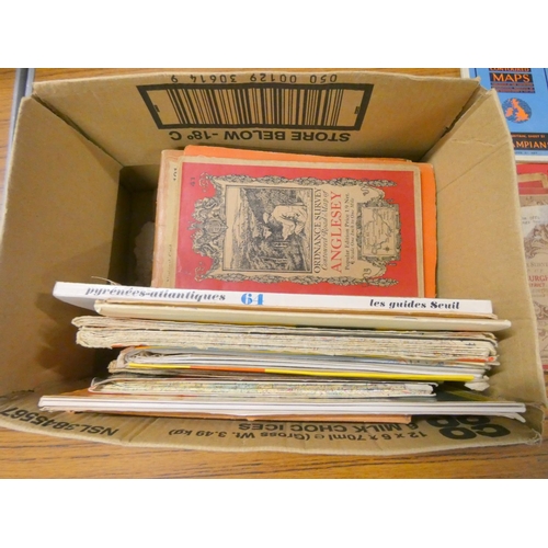 399 - Box of vintage folding maps.