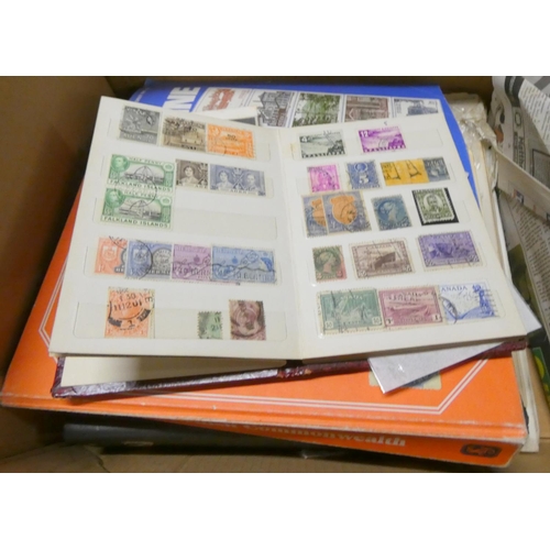 410 - Large box of vintage stamps and records.