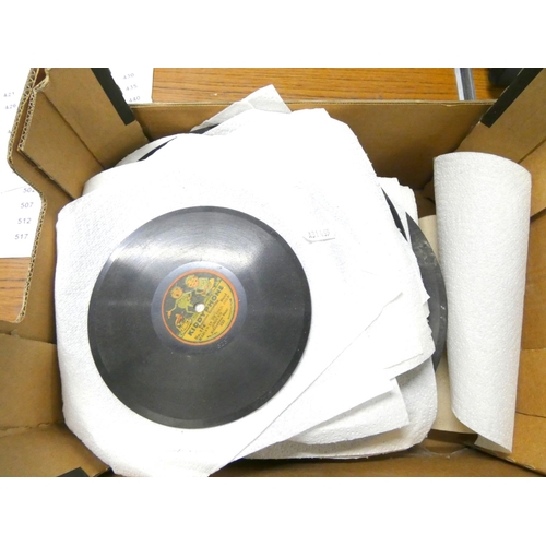 416 - Large box of various 78s and other vinyl records.