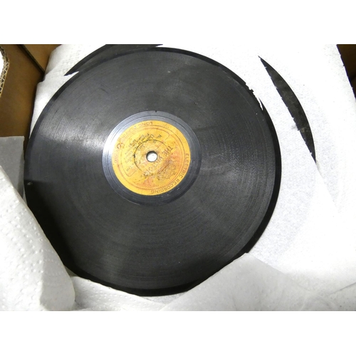 416 - Large box of various 78s and other vinyl records.