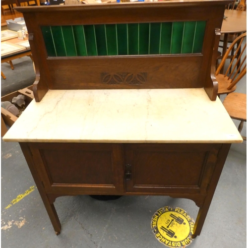 503 - Edwardian marble top wash stand.