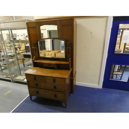 505 - Arts and Crafts style oak wardrobe and Dressing chest.