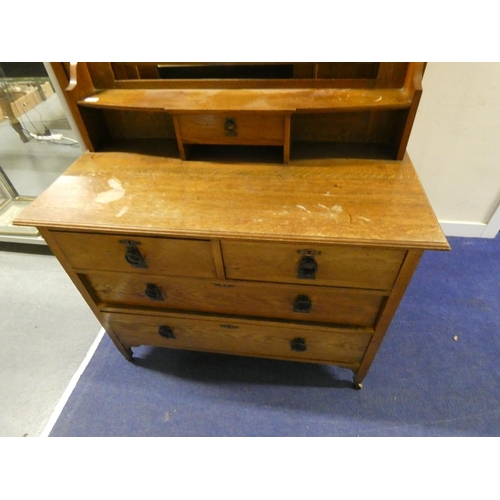 505 - Arts and Crafts style oak wardrobe and Dressing chest.