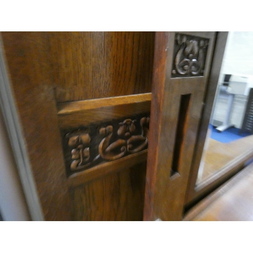 505 - Arts and Crafts style oak wardrobe and Dressing chest.