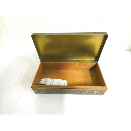 30 - Brass box with peacock design.