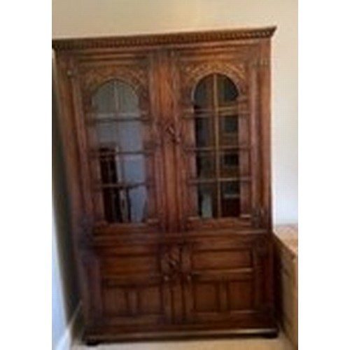 508 - Modern oak priory style display cabinet.Size 72”x46”x14”