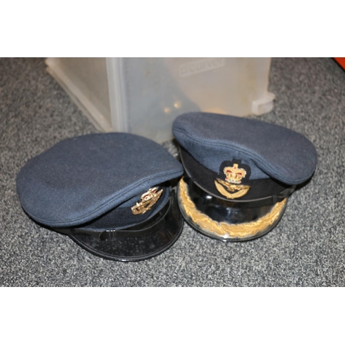 1547 - Royal Air Force blue cloth side caps, one penned to the interior 'W/O SWINTON 1118716' another 'F/LT... 