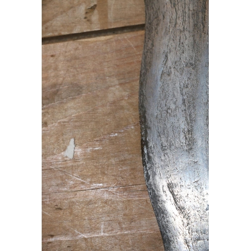1554 - Malaysian kris with typical ornate flamberge blade, white metal wire bound grip and treen birds head... 