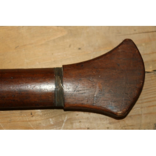 1554 - Malaysian kris with typical ornate flamberge blade, white metal wire bound grip and treen birds head... 