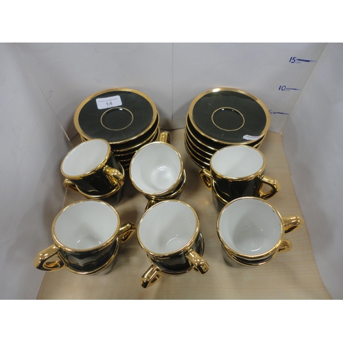 14 - Assorted porcelain to include biscuit plates, French green glazed coffee set, Losol Ware toothbrush ... 