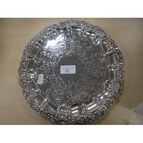 21 - EPNS bottle stand by Elkington, pewter tankards, a silver-mounted decanter etc.