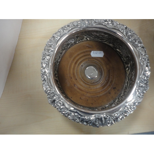 21 - EPNS bottle stand by Elkington, pewter tankards, a silver-mounted decanter etc.