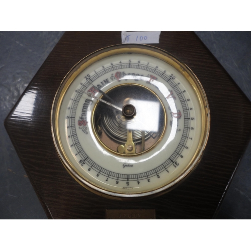 28 - Angle poise desk lamp, wall barometer and two fire irons.