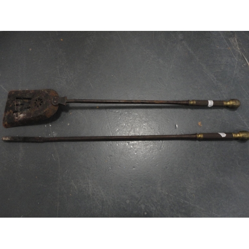 28 - Angle poise desk lamp, wall barometer and two fire irons.