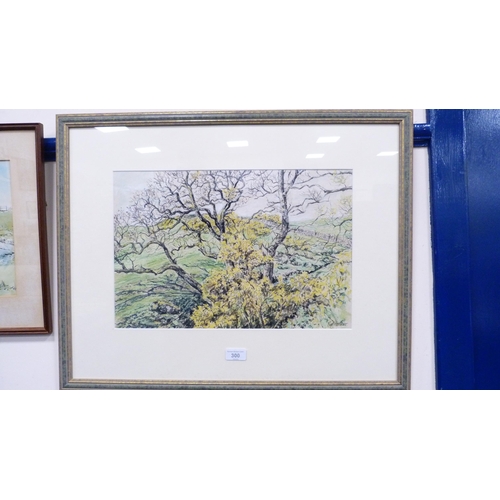 300 - Roy Hooker (Scottish)Colours of SpringSigned, pastel and mixed media, 29cm x 44cm.Label verso with t... 