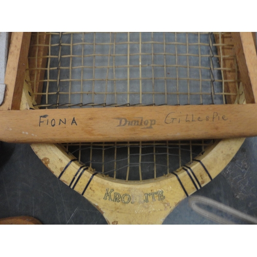 38 - Vintage Dunlop racquet and stretcher, and another.