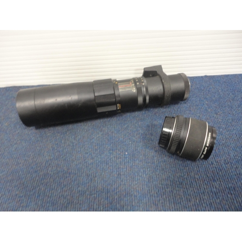 43 - Bag containing cameras and accessories to include Chinon, INA F350MM F5.5 lens, Kodak Colorsnap 35 e... 