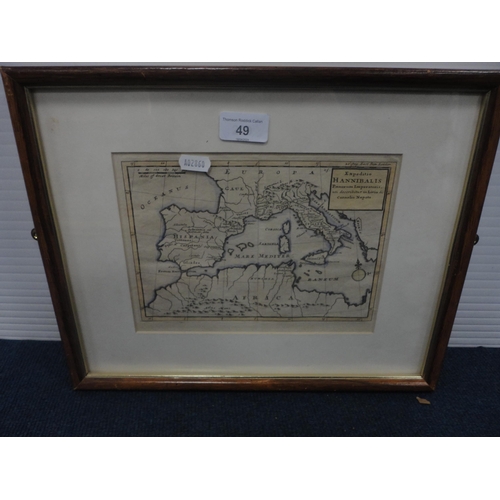 49 - Botanical and other prints, and a hand-coloured map showing the route of Hannibal's expedition.&nbsp... 
