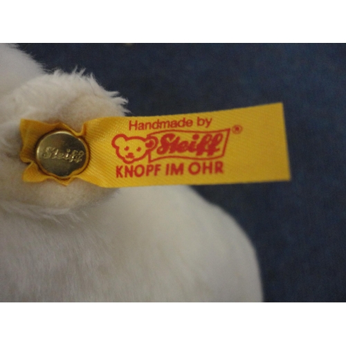 51 - Three Steiff toys to include Arco Polar Bear O62957, Linda Unicorn 087653 and Soft Sheep.&nbsp; (3)