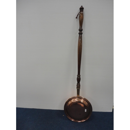 57 - Cased sets of EPNS cutlery, and copper wares to include bed warming pan, coal scuttle, ale measure e... 