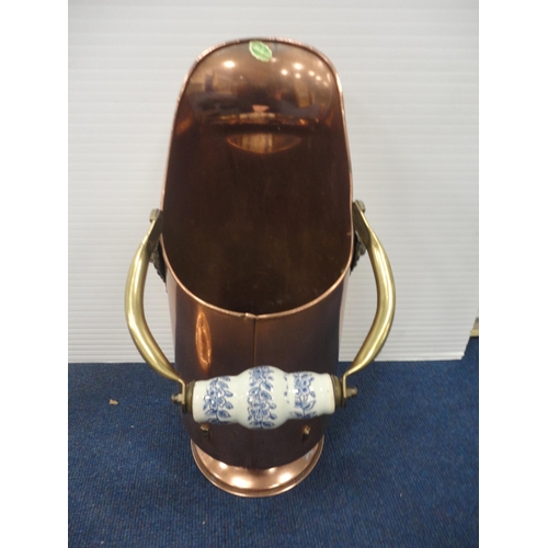 57 - Cased sets of EPNS cutlery, and copper wares to include bed warming pan, coal scuttle, ale measure e... 