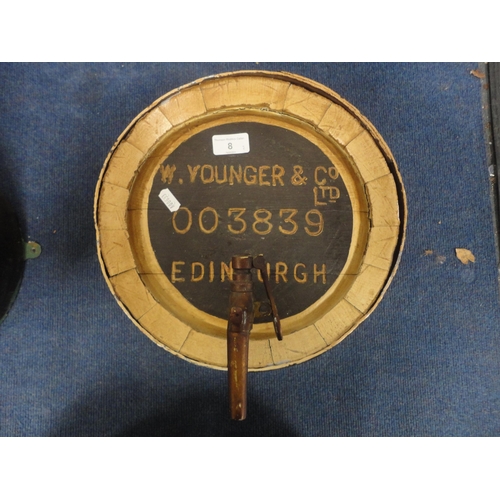 8 - Two part beer kegs mounted as wall plaques, marked for W Younger & Co., Edinburgh.&nbsp; (2)