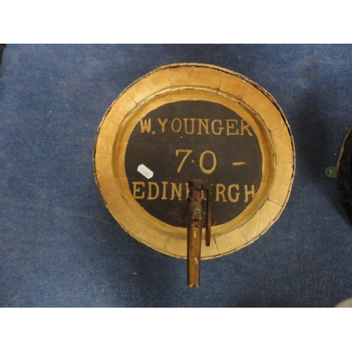 8 - Two part beer kegs mounted as wall plaques, marked for W Younger & Co., Edinburgh.&nbsp; (2)
