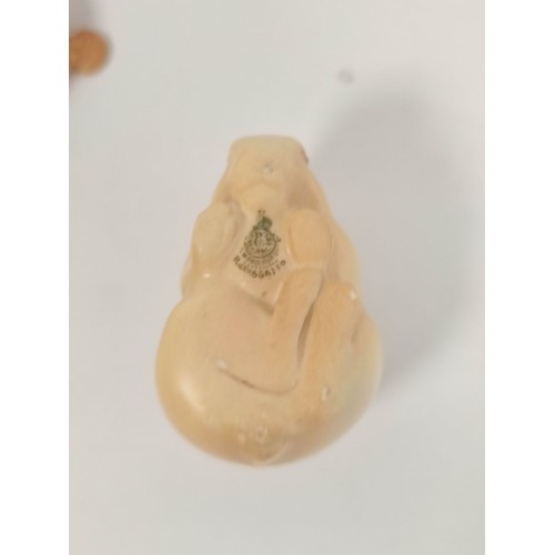 376 - Group of Royal Worcester miniature porcelain to include a porcelain blush ivory rabbit of netsuke fo... 