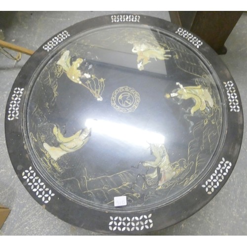 510 - Modern 20th century black lacquered Chinoiserie coffee table.