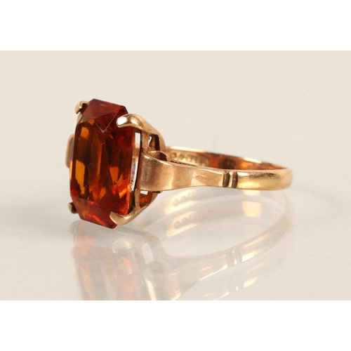 65 - 9ct gold Topaz set ring, size Q/R