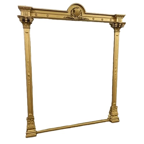 537 - 19th century gilt framed overmantel mirror, 213cm high x 180cm wide