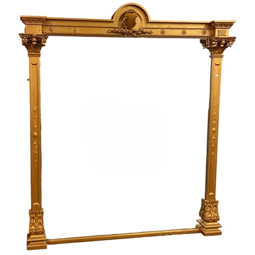 538 - 19th century gilt framed overmantel mirror, 197cm high x 177cm wide