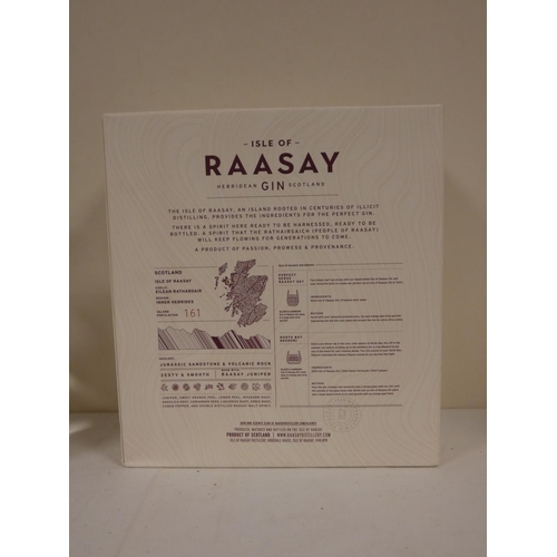 28 - Two bottles of gin to include ISLE OF RAASAY gift set with two tasting glasses 46% abv. 70cl boxed a... 