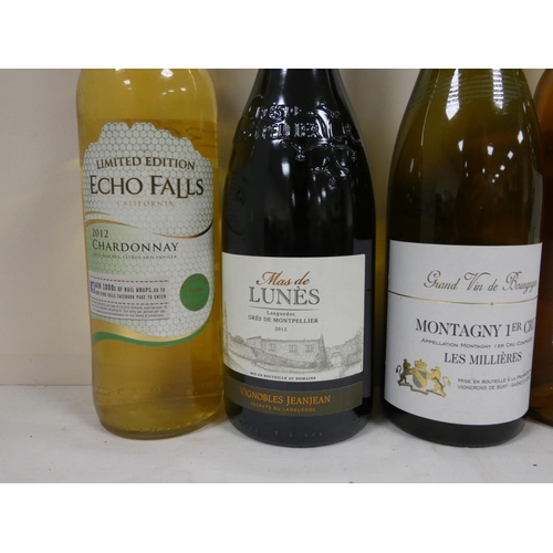 36 - Seven bottles of wine to include ECHO FALLS 2012 chardonnay 12.5%, MONTAGNY 1er Cru LES MILLIERES 13... 