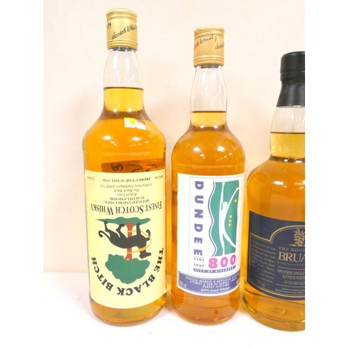 55 - Four bottles of Scotch whisky to include three blends THE BLACK BITCH 40% abv. 1 litre DUNDEE City o... 