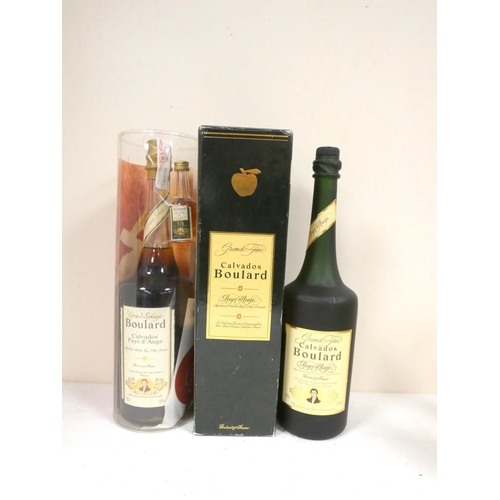 62 - CALVADOS BOULARD 40% abv. 1litre boxed and a BOULARD CALVADOS gift set with litre bottle and XO mini... 