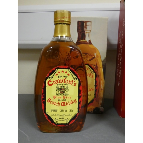 67 - Crawford's five star blended Scotch whisky, Bottled circa 1970s, 75.7cl, 70 proof, boxed, with Teach... 