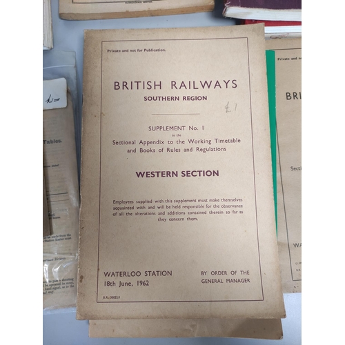 446 - Collection of 1950s-1970s British Rail working time tables and working notices to include Electric T... 