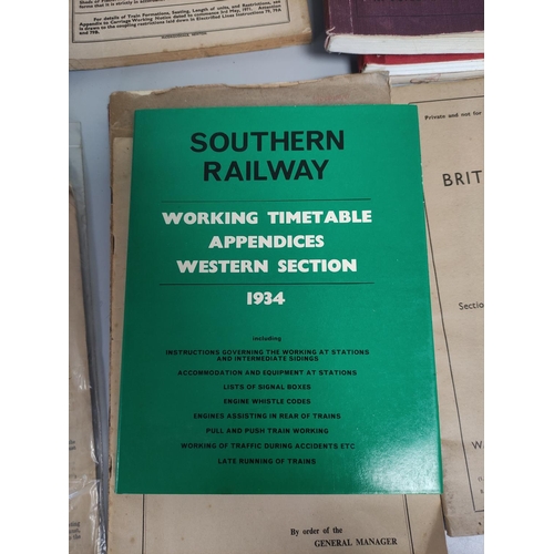 446 - Collection of 1950s-1970s British Rail working time tables and working notices to include Electric T... 