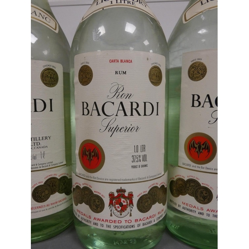 74 - Three 1 Litre bottles of Ron Bacardi superior, 40% vol. (3)