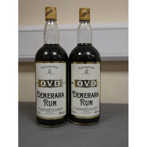 75 - Two 1 Litre bottles of O.V.D old vatted Demerara rum, Bottled circa 1980s, Imported by The George Mo... 