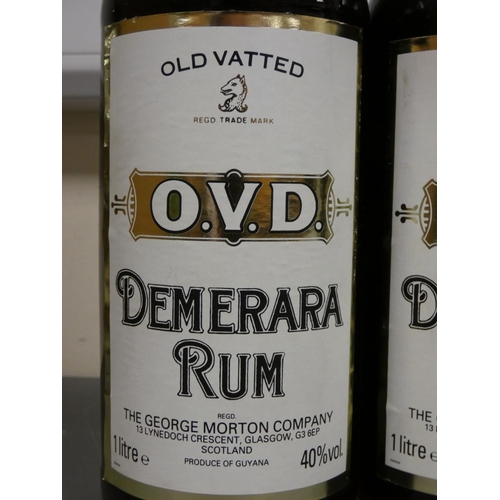 75 - Two 1 Litre bottles of O.V.D old vatted Demerara rum, Bottled circa 1980s, Imported by The George Mo... 