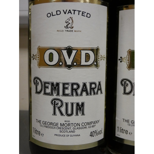 75 - Two 1 Litre bottles of O.V.D old vatted Demerara rum, Bottled circa 1980s, Imported by The George Mo... 