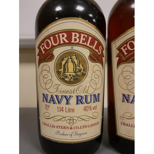 79 - Two bottles of Four Bells Navy rum, Bottled circa 1970s / 80s, Imported by Challis Stern & Co. L... 