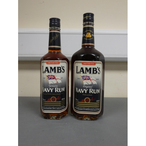 80 - Two Imported bottles of Lamb's Navy Rum, Bottled circa 1980s, Imported by United rum merchants Ltd, ... 