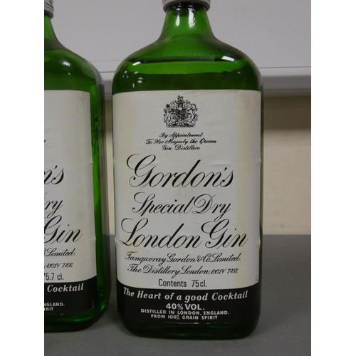 84 - Two bottles of Gordon's Special Dry London gin, Bottled circa 1970s / 80s, 75cl, 40% vol, 75.7cl, 26... 