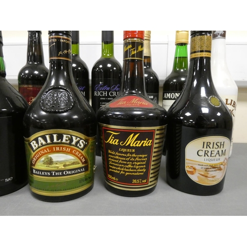 85 - Box of assorted alcohol, To include 1 Litre bottle and 70cl bottle of Malibu Coconut Jamaican rum, 2... 